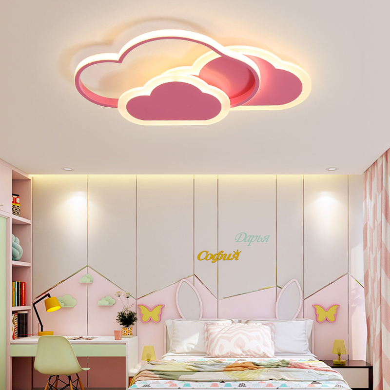 Modern Led Ceiling Light Creative White Cloud Bedroom Lighting Cartoon Children's Room Kid Read Study Pink Decoration