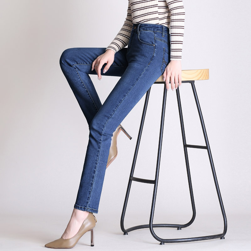 Women Jean Slim Femme Pantalona Spring Straight High Waist Ladies Jeans Plus Size Denim Clothing Cotton Pants 210428