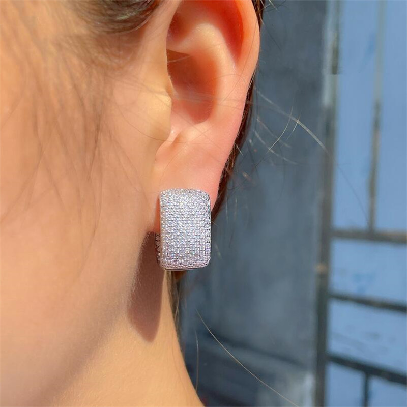 Choucong Brand Unique Ear Cuff Sparkling Deluxe Jewelry 18K Gold Stunning Pave Full Nine Rows Party White Sapphire CZ Diamond Women Wedding Clip Earri