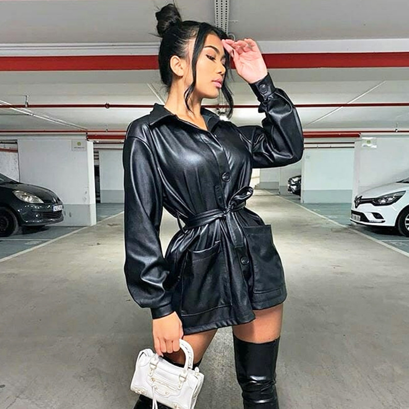 Spring Arrivals Solid Long Sleeve Turn-down Collar Single Breasted Belt Fashion Women Pu Leather Jacket HR302 210525, Brown
Spring Arrivals Solid Long Sleeve Turn-down Collar Single Breasted Belt Fashion Women Pu Leather Jacket HR302 210525, Brown