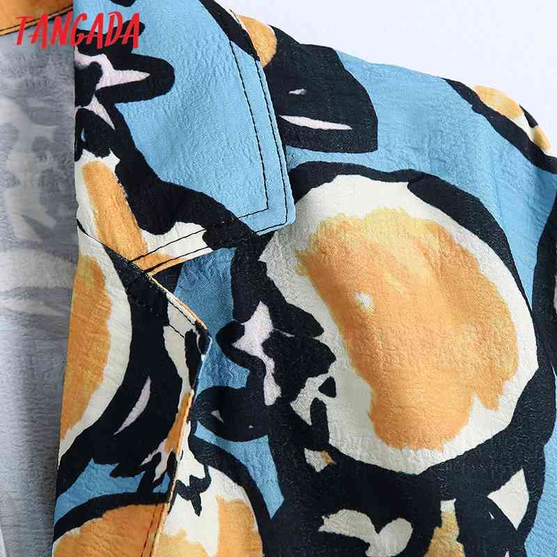 Women Summer Pockets Oversized Fruit Printed Blouses Vintage Short Sleeve Female Shirts Blusa Chic Tops BE515 210416