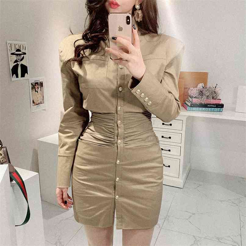 High-end women' dress autumn Korean style temperament slim retro mid-waist jacket 210520, Khaki
High-end women' dress autumn Korean style temperament slim retro mid-waist jacket 210520, Khaki