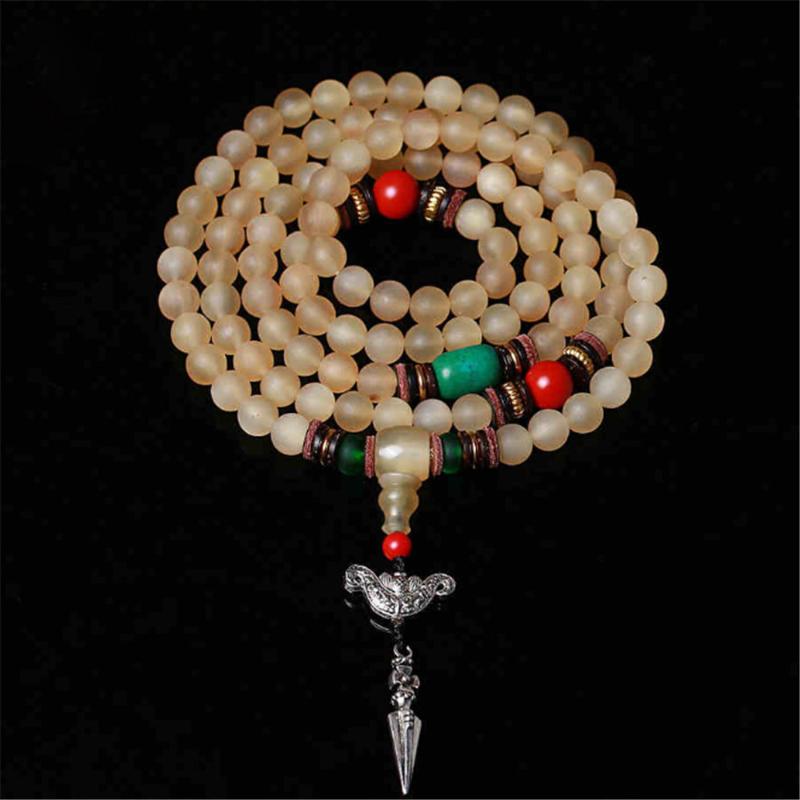 

Beaded, Strands Unique Tibetan Natural Sheep Horn 108 Beads Bracelet Hand Beaded Buddhist Prayer Meditation Necklace For Men Or Women Jewelr