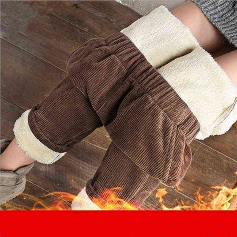 Plush Thick Casual Pant's Corduroy Warm Autumn And Winter High Waist Harem Trouser 211124Z