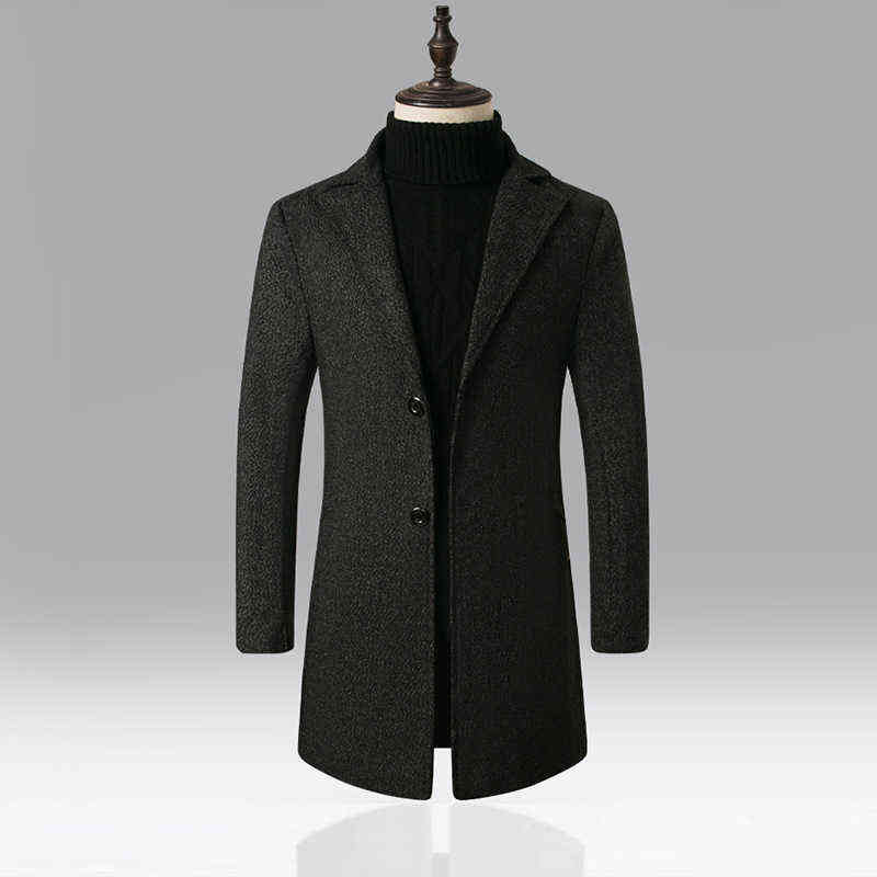 RUELK Woollen Overcoat Autumn and Winter Warm Snowflake Men Mid-length Korean Version of Large Size Woolen Coat Men's 211119