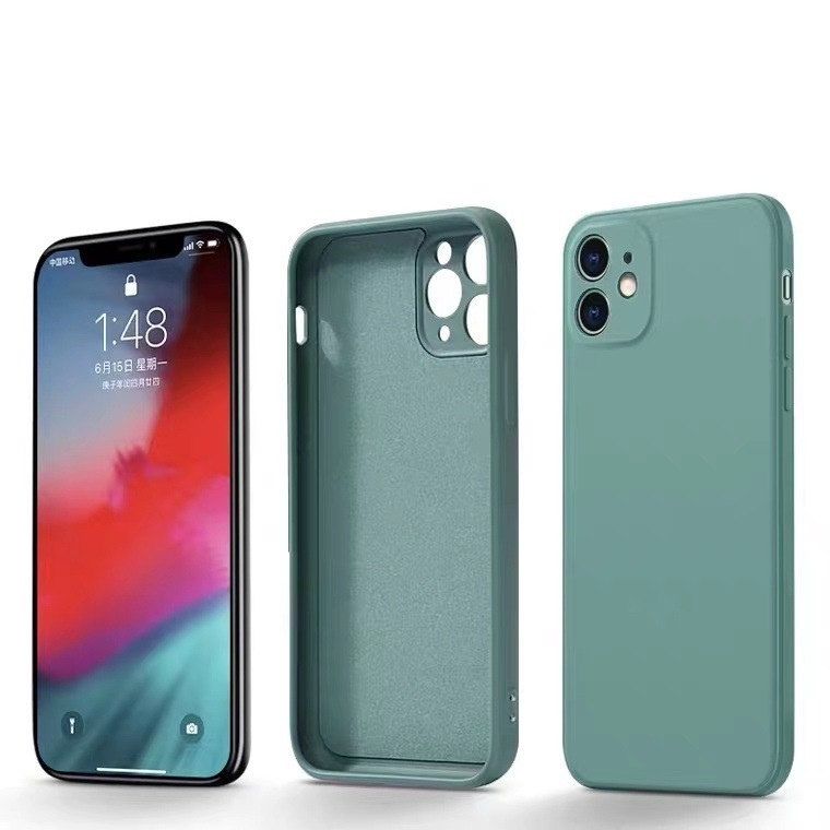 Luxury Square frame Soft Liquid Silicone Cell Phone Cases For iPhone 12 11 Pro Max mini x xr xs 7 8 Plus Back Cover