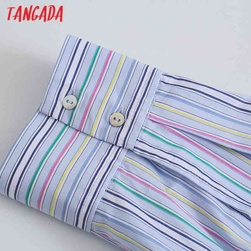 Women Retro Striped Crop Bow Chic Female High Street Shirt Tops JE20 210416