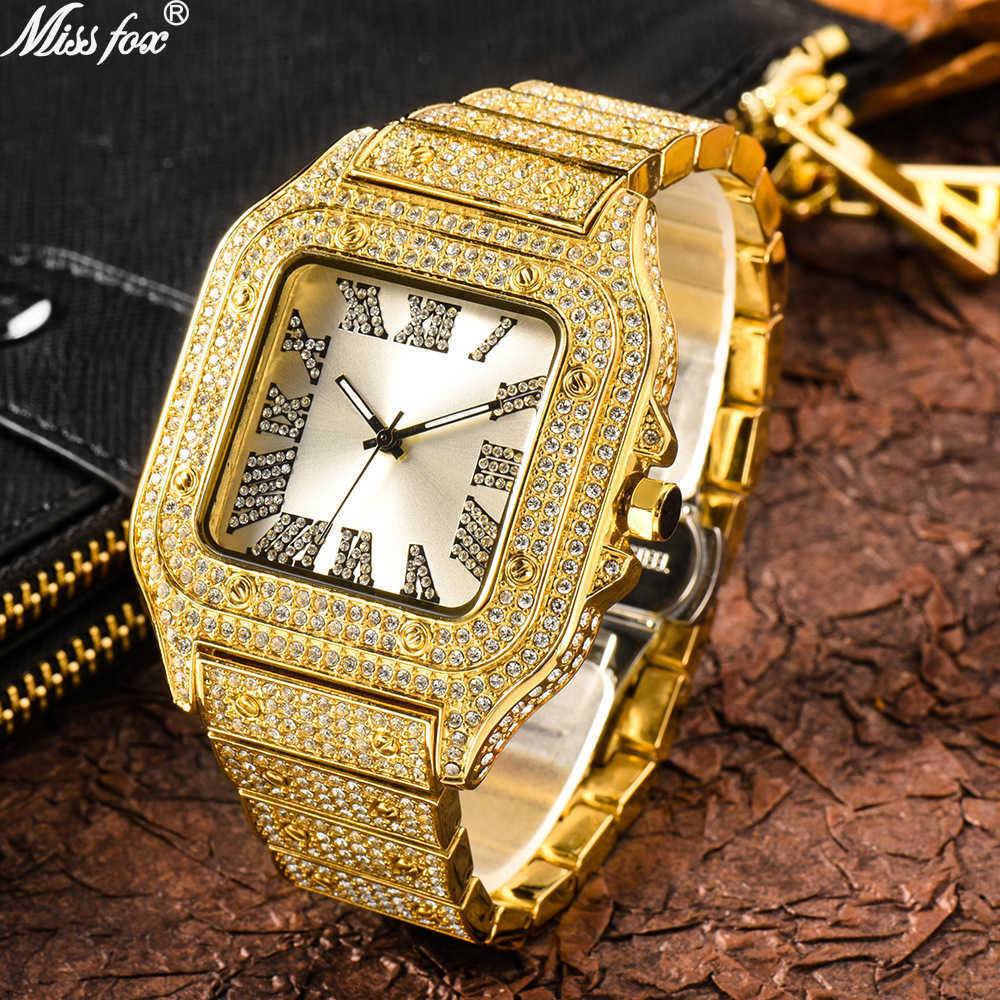 Missfox watch Roman scale high-end fashion hip hop diamond square men's Watch, Silvery white
Missfox watch Roman scale high-end fashion hip hop diamond square men's Watch, Silvery white