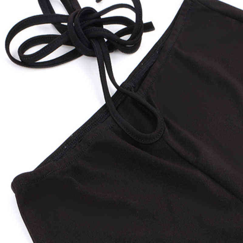 Forefair Women Cut Out Bandage Flare Pants Trousers Autumn Winter Fashion Casual Club Party Sexy Black Female 211115