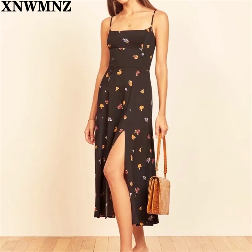 Women Vintage black Flower print Spaghetti Strap Slim Dress Hem Slit Long Dresses Sling Vestido fit bodice relaxed skirt 210520
Women Vintage black Flower print Spaghetti Strap Slim Dress Hem Slit Long Dresses Sling Vestido fit bodice relaxed skirt 210520
