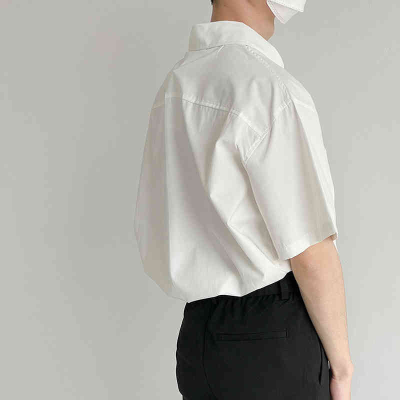 IEFB Casual Short Sleeve Shirt Men's Summer Handsome Oversized White Shirt Ins Korean Fashion Lapel Top Loose Clothing 210524