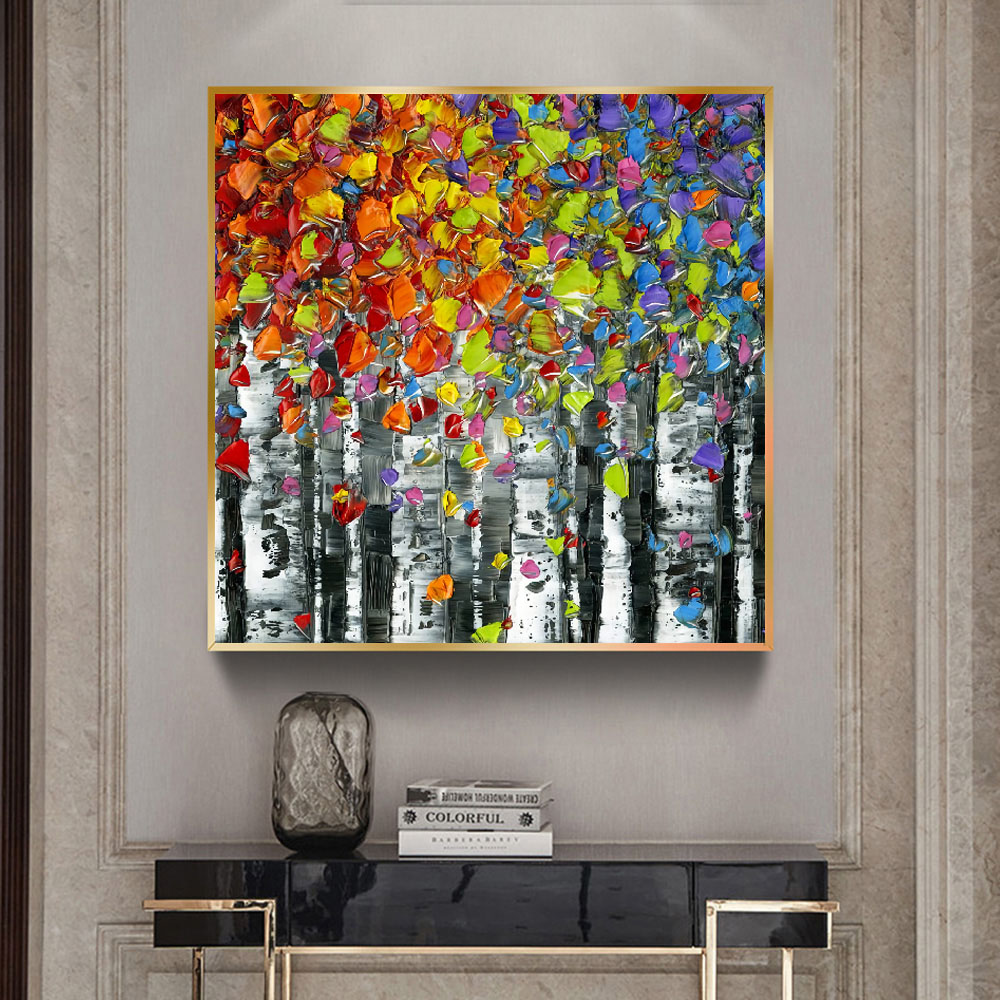 Modern Oil Painting Print Wall Art Canvas Painting Abstract Tree Poster Landscape Picture For Living Room Home Decor No Frame