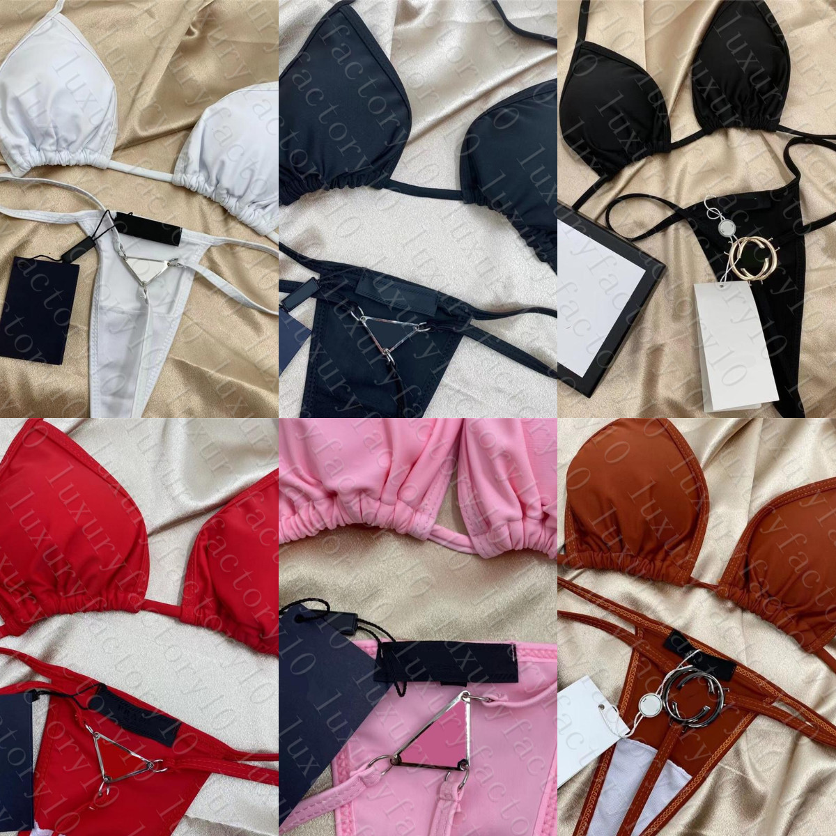 Sexy Thongs Swimsuit Bikini Set Women hardware Swimwear Mix 6 Colors Bath Suit Fast Ship Bathing Suits pad tags
