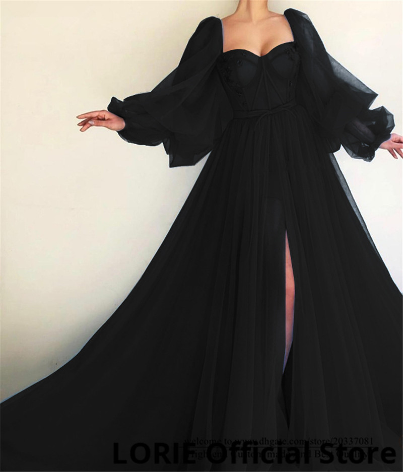 Sweety Sexy Appliques A-Line Formal Evening Dresses 2021 Long Sleeve Lace Up Sweetheart Crystal Tulle Prom Party Gowns E32