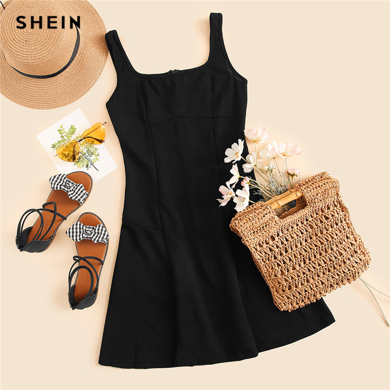 2021shein black fit and flare solid dress elegant straps sleeveless plain a line dresses women summer autumn zipper short dress, Black;gray
2021shein black fit and flare solid dress elegant straps sleeveless plain a line dresses women summer autumn zipper short dress, Black;gray
