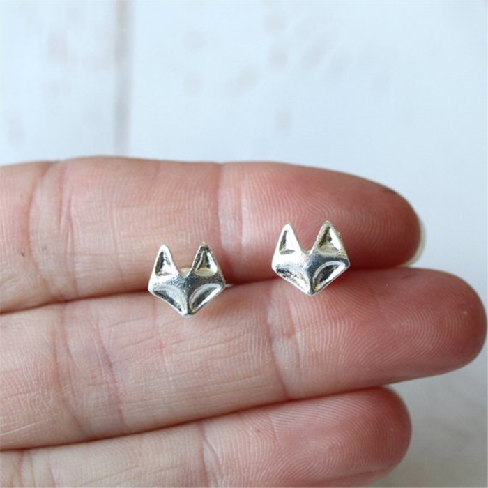 30PCS Gold Silver Dainty Tiny Fox Stud Earrings Cute Cat Head Face Earring Studs Animal Jewelry for women