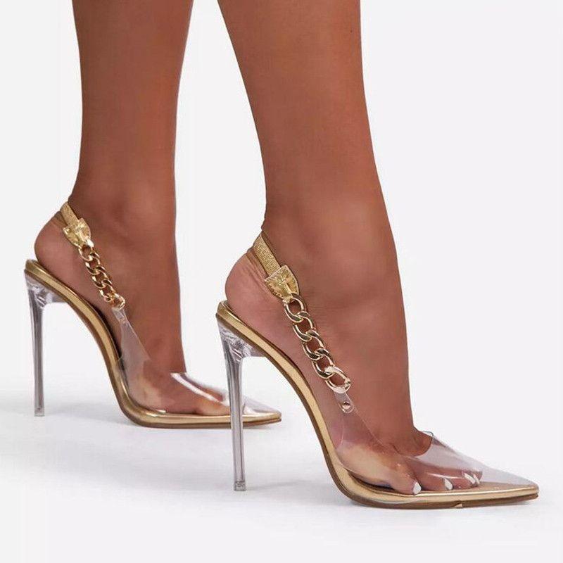 Dress Shoes Transparent Heel Pumps Women Pointed Toe PVC Sandals Sexy Chain Design Ladies Stiletto High Party Wedding, Beige
Dress Shoes Transparent Heel Pumps Women Pointed Toe PVC Sandals Sexy Chain Design Ladies Stiletto High Party Wedding, Beige