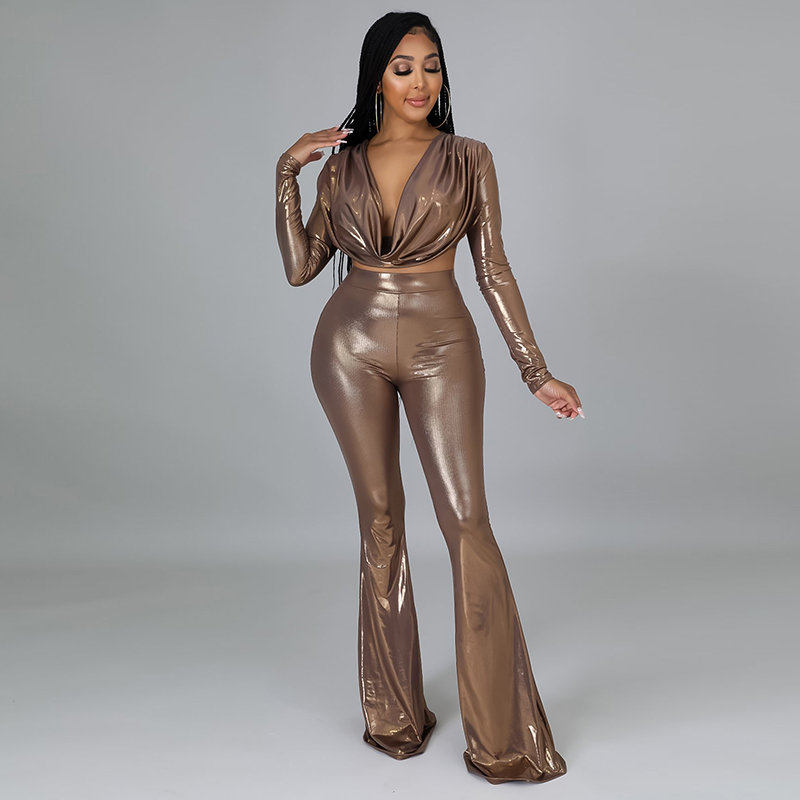 2021 High Waist Women's Two Piece Pants Slim Fit Deep V-neck Long Sleeve Crop Top Flared Pant Suits Lady Casual Outfits Bodysuit Women Trousers, White
2021 High Waist Women's Two Piece Pants Slim Fit Deep V-neck Long Sleeve Crop Top Flared Pant Suits Lady Casual Outfits Bodysuit Women Trousers, White