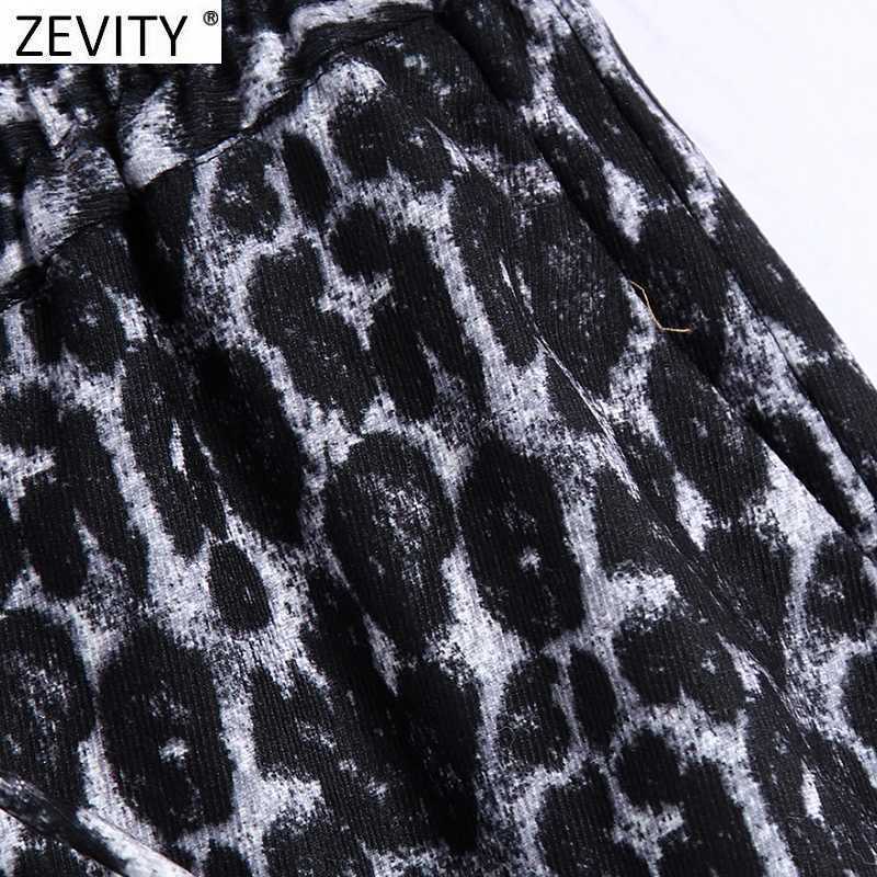 Zevity Women Vintage Leopard Print Harem Pants Retro Female Animal Pattern Bow Tied Elastic Waist Pocket Chic Long Trousers P967 210603