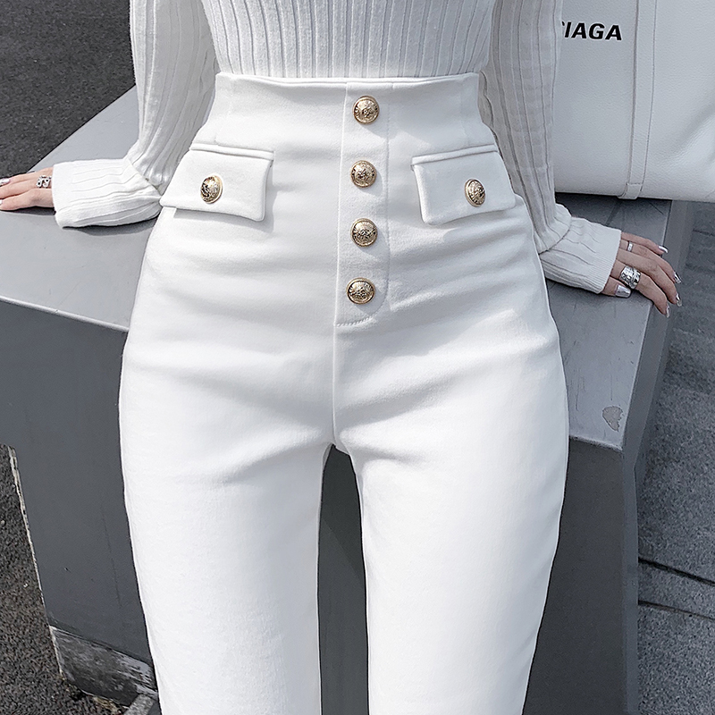 Button Solid Elastic High Waist Skinny Mom Pants Women Korean Style Stretch Denim Pencil Pants Casual Stretch Jeans Female, White
Button Solid Elastic High Waist Skinny Mom Pants Women Korean Style Stretch Denim Pencil Pants Casual Stretch Jeans Female, White