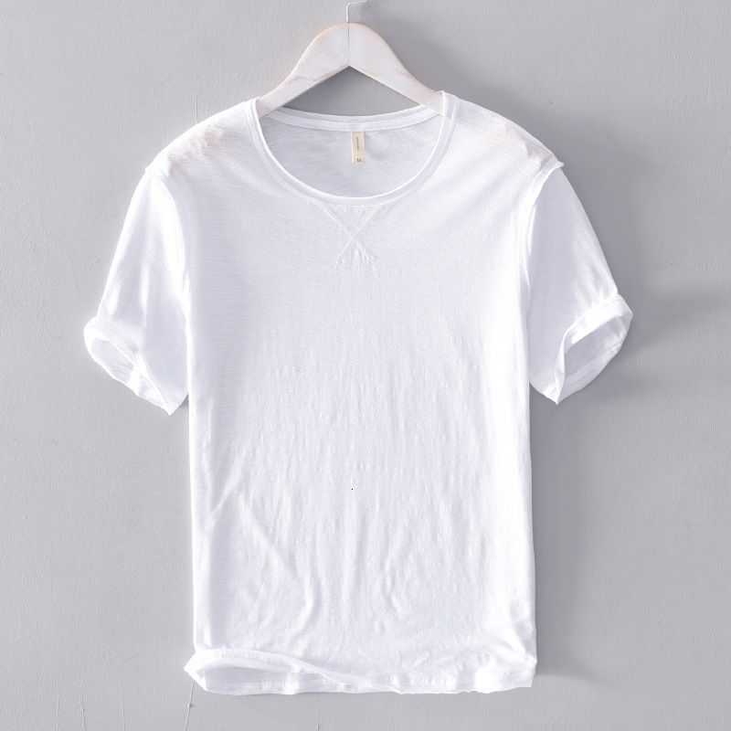 t shirt summer short sleeve slubby cotton men's loose solid round neck and comfortable, White;black
t shirt summer short sleeve slubby cotton men's loose solid round neck and comfortable, White;black