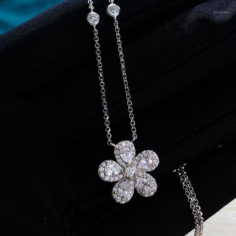 100% 925 Sterling Silver Necklace With Diamonds Simple Flower Pendant Exquisite Ladies Gift Items Jewelry Chains
100% 925 Sterling Silver Necklace With Diamonds Simple Flower Pendant Exquisite Ladies Gift Items Jewelry Chains