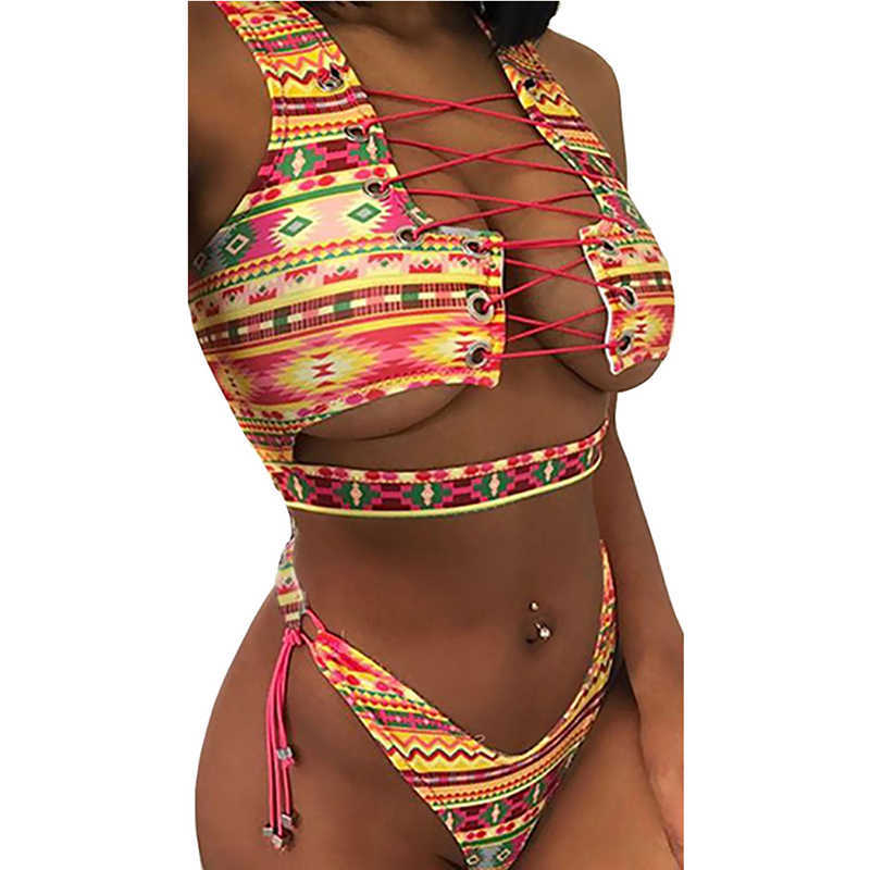 Bikini Push Up Brasileño Long Sleeve Thong Swimwear Bandage Plus Size Tankini Swimsuit Women 2 Pieces High Waist 210625