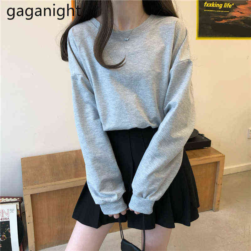 Gaganight Fashion Women Back Bow Jumper Sweet Lady Long Sleeve Hoodies Chic Korean Girls Sweatershirt Solid Crop Jumpers 211109