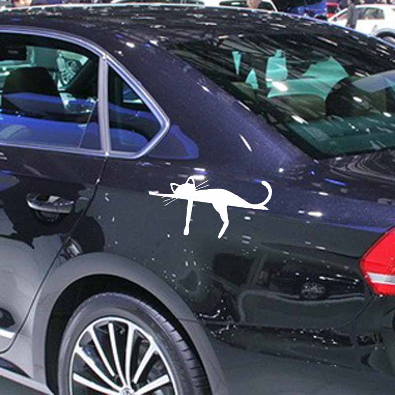 Car Stickers Fashion Cute Cat Car Decoration Decals Suitable for Various Models Black/white, 16cm * 8cm