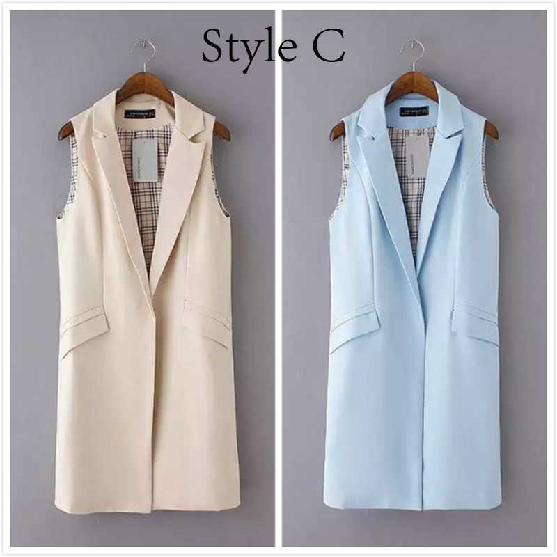 Bella blazer casual women vest waistcoat women long suit vest female jacket coat black pockets office lady 210819
