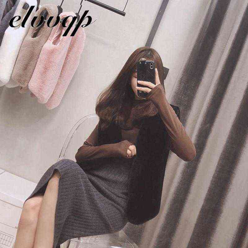 High Quality Faux Fur short Vest Coat Women Spring Autumn Sleeveless V-neck Soft Hairy Waistcoat Fur Jacket Outerwear LU1515 211123