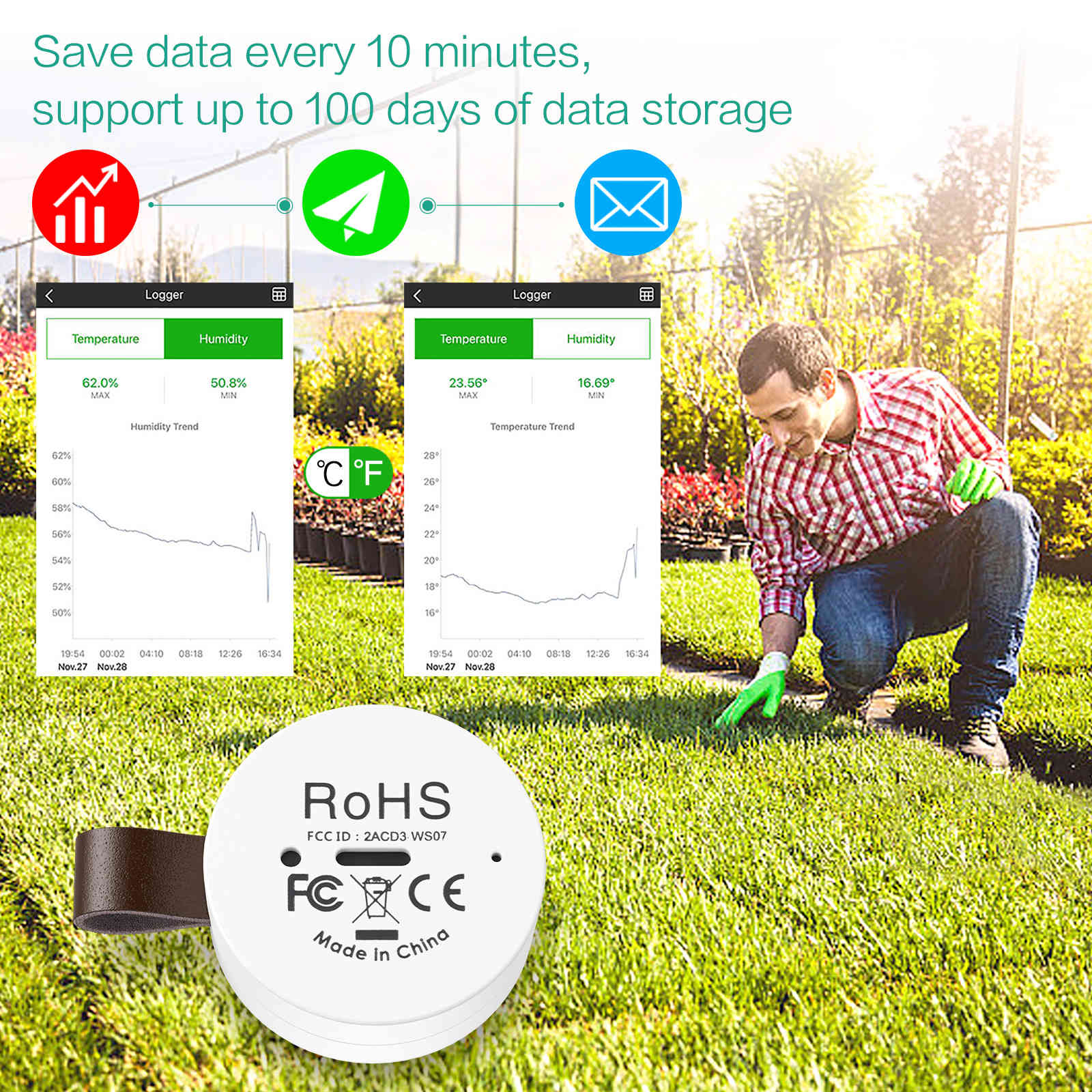 Oria hygrometer wireless bluetooth thermometer outdoors smart house temperature and humidity sensor