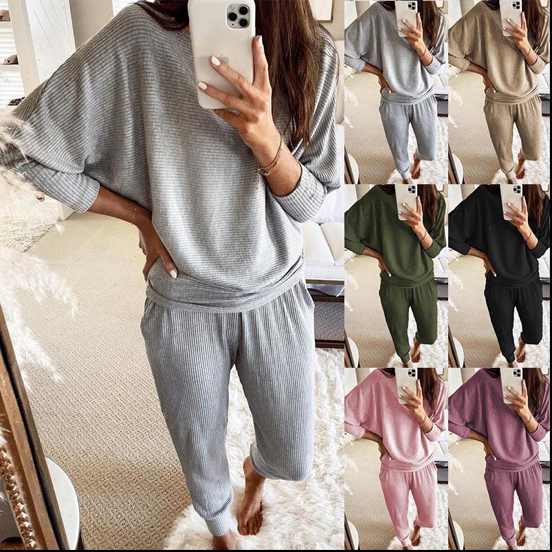 spring two piece set tracksuit womens tracksuits clothes solid batwing sleeve pullover and pants knitted suit female lounge wear, Gray
spring two piece set tracksuit womens tracksuits clothes solid batwing sleeve pullover and pants knitted suit female lounge wear, Gray