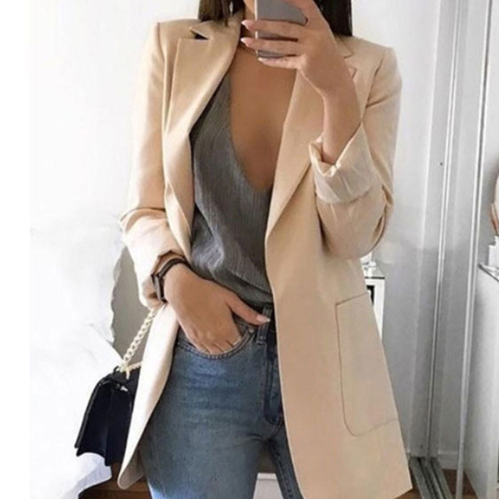 Women Fashion Elegant Jackets European Work OL Blazer Casual Suit Slim Tweed Plus Size 5XL Lady Outwear 210428
