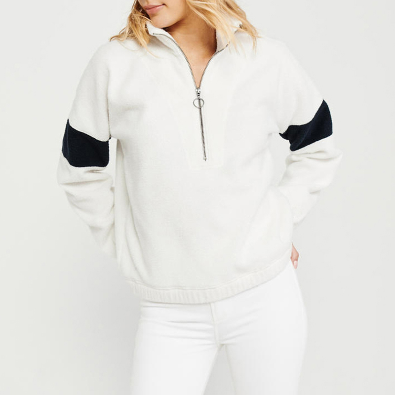 Fleece Casual Sweatshirts Women Long Sleeve Patchwork Teddy Hoodie Zipper Loose Pullovers Autumn Winter Warm Tops 210415