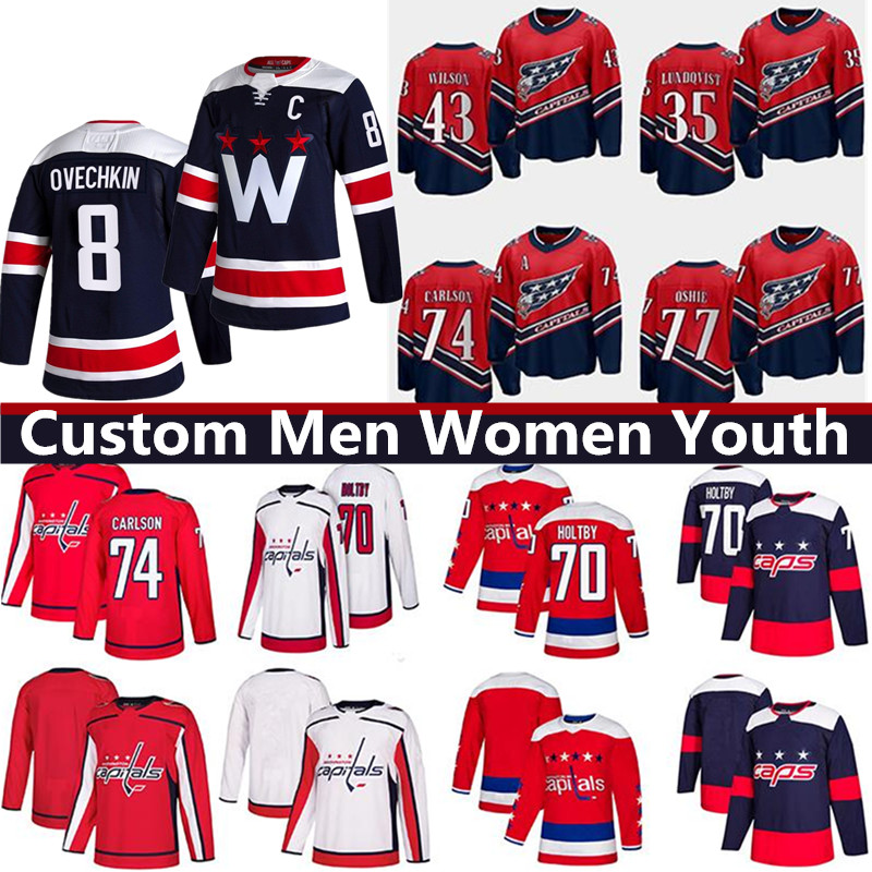 

Washington Capitals jerseys Alex Ovechkin Jersey 2021 92 EVGENY KUZNETSO 19 Nicklas Backstrom 77 TJ Oshie 35 Henrik Lundqvis Tom Wilson Braden Holtby Custom Hockey, Women's color 5