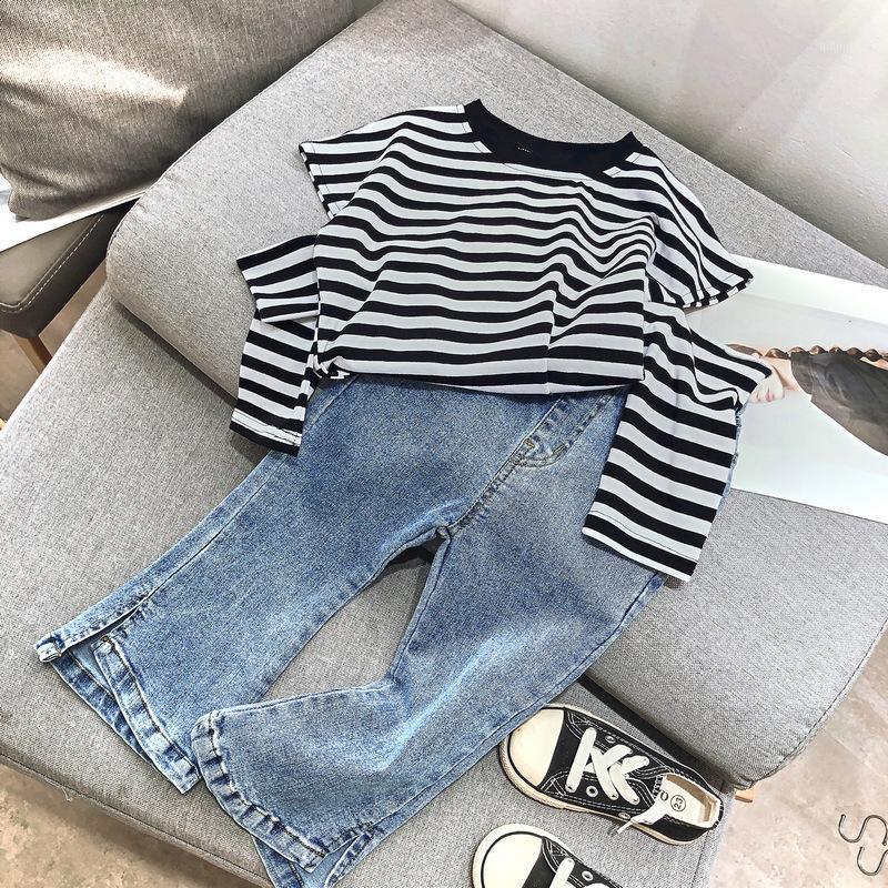 Kids Spring Autumn Clothes Sets Shoulderless Striped T-shirt Denim Flared Trousers 2 Piece Children Clothing Girls Jeans Outfit, White
Kids Spring Autumn Clothes Sets Shoulderless Striped T-shirt Denim Flared Trousers 2 Piece Children Clothing Girls Jeans Outfit, White