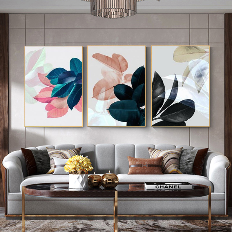 Colorful Leaves Wall Pictures for Living Room Home Decoration Nordic Plants Poster Wall Art Canvas Painting Posters and Prints