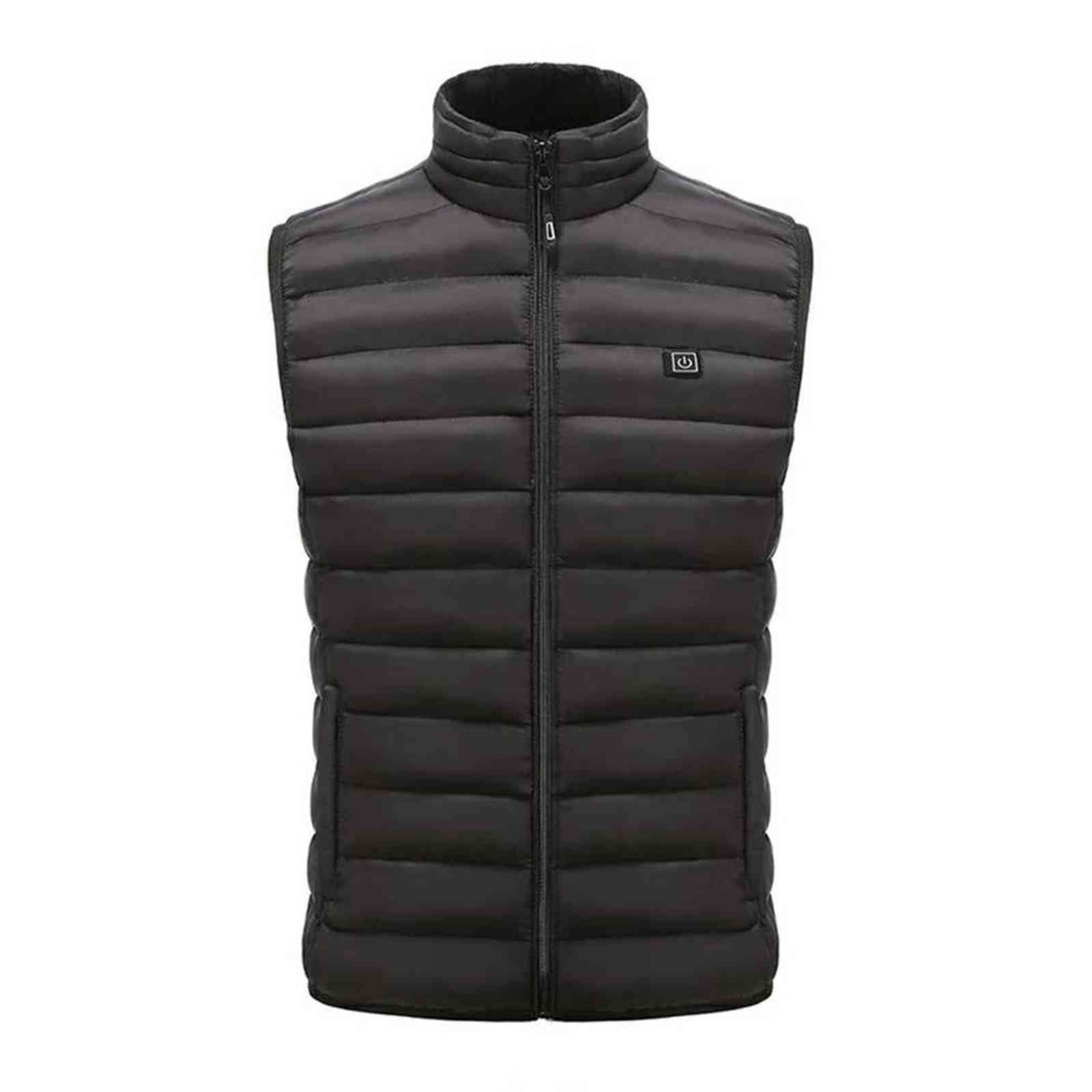 Winter Outdoor Men Electric Heated Jacket USB Heating Vest Winter Thermal Clothes Feather Camping Hiking Warm Hunting Jacket 211119