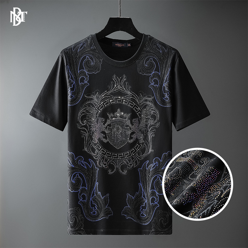 t shirt tuishang men's wear 2021 luxury high definition printing and drilling pure cotton lion pattern short sleeve for men, White;black 
t shirt tuishang men's wear 2021 luxury high definition printing and drilling pure cotton lion pattern short sleeve for men, White;black