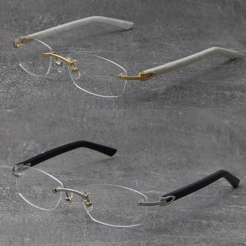 New Rimless White Arms Plank Glasses Women 18K Gold Reading Frame Men Black Optical Myopic Eyeglasses Man Woman Frames Women C Decoration Presbyopic Eyewear Size:53
New Rimless White Arms Plank Glasses Women 18K Gold Reading Frame Men Black Optical Myopic Eyeglasses Man Woman Frames Women C Decoration Presbyopic Eyewear Size:53