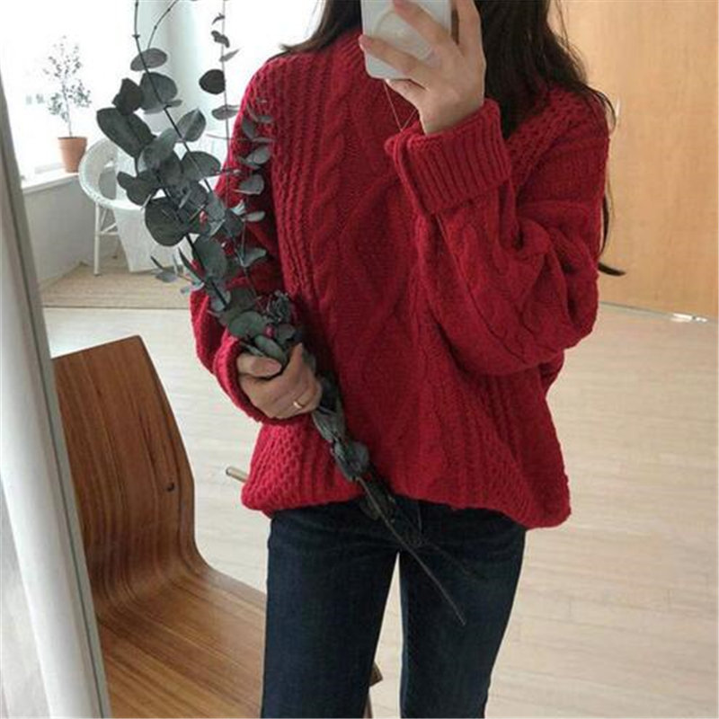 Fresh Loose Soft Knitted Twisted Women Casual All Match Cute Chic Feminine Solid Warm Pullovers Basic Sweaters 210421