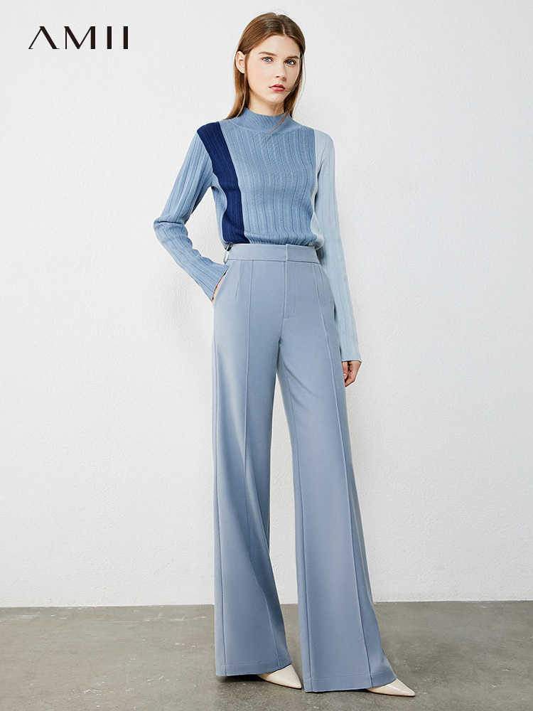 Minimalism Autumn Winter Women's Pants Fashion Causal Solid High Waist Bell-bottomed Female Trousers 12040774 210527