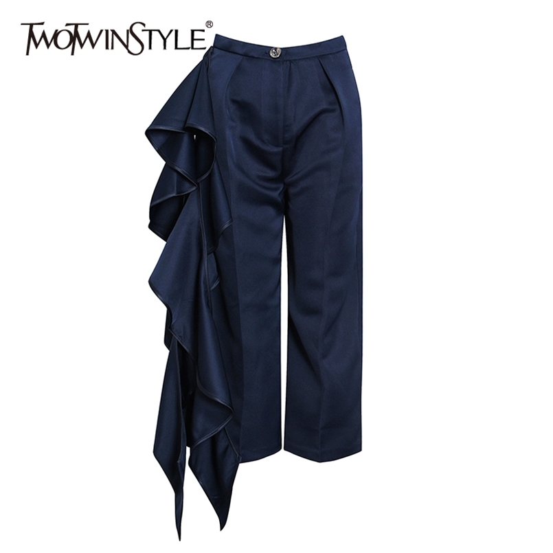 Patchwork Ruffle Casual Wide Leg Pants For Women High Waist Loose Trousers Female Summer Fashion Clothing 210521, Navy
Patchwork Ruffle Casual Wide Leg Pants For Women High Waist Loose Trousers Female Summer Fashion Clothing 210521, Navy