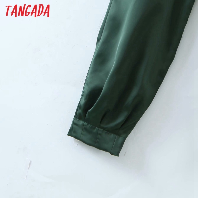 Fashion Women Green Suit Trousers with Slash Pockets Lady Pants Pantalon QD01 210416