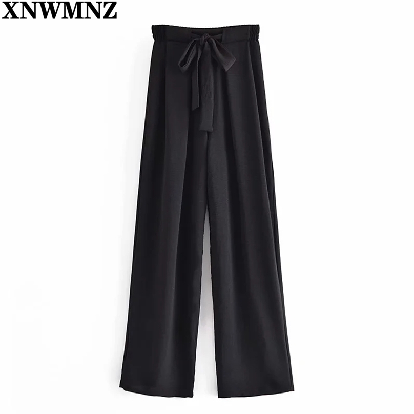 Fashion Women Flowing high-waist wid-leg Trousers woman Vintage elastic waistband Darts tie loose pant Female Clothes 210520, Black
Fashion Women Flowing high-waist wid-leg Trousers woman Vintage elastic waistband Darts tie loose pant Female Clothes 210520, Black