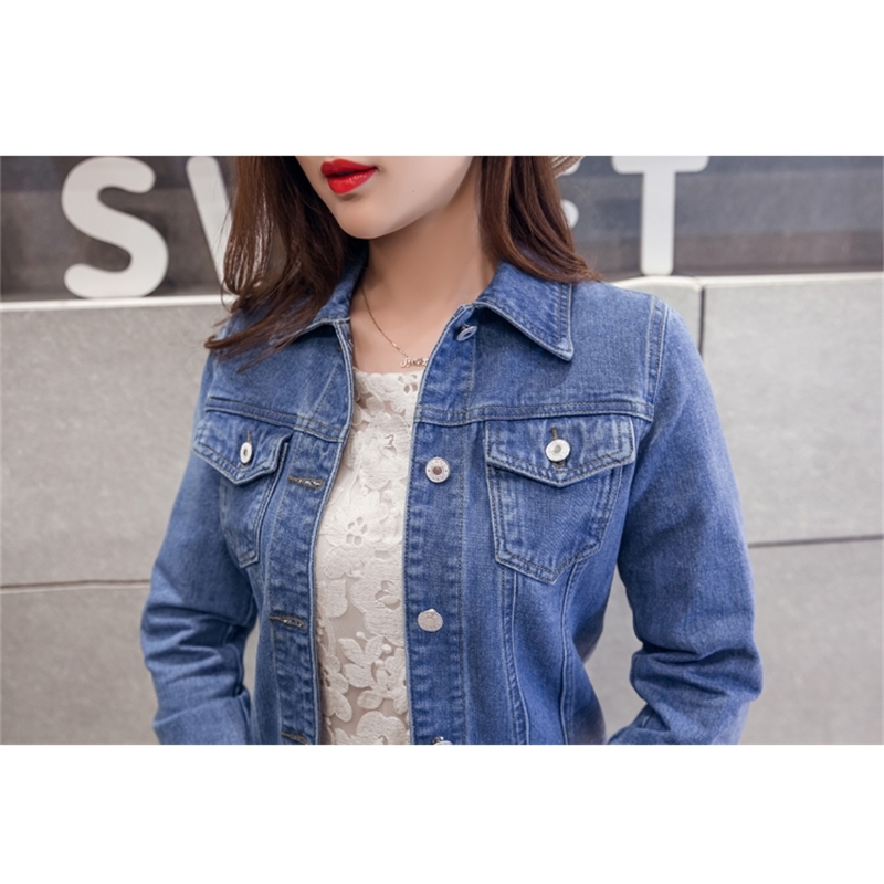 Jean Jacket Women Long Sleeve Short Denim Jacket Blue Denim Coat Women Cardigan Jacket Women Coats And Jackets C177 210602