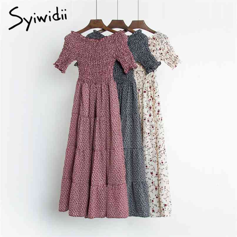 Boho Floral Print Elastic High Waist Women Dresses Beach Style Short Sleeve Ruffles Slash Neck A-line Summer 210607, Apricot
Boho Floral Print Elastic High Waist Women Dresses Beach Style Short Sleeve Ruffles Slash Neck A-line Summer 210607, Apricot