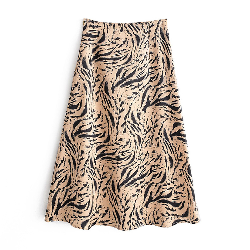 Fashion Animal Print Midi Skirt Women A Line Vintage Party s High Waist Casual Beach Bottoms Jupe Femme 210515