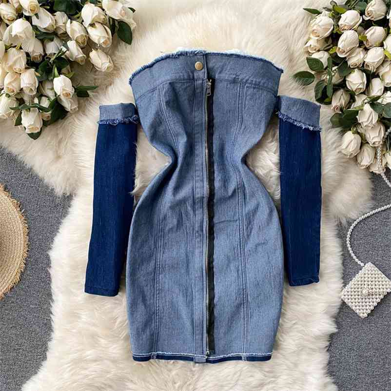 Women Burrs Off Shoulder Strapless Denim Buttocks Dress Solid Color Slash Neck Fashion Spring Summer 11B543 210525, Black
Women Burrs Off Shoulder Strapless Denim Buttocks Dress Solid Color Slash Neck Fashion Spring Summer 11B543 210525, Black